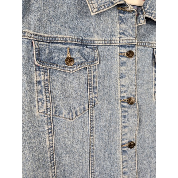 April Cornell Denim Jacket Floral Button Western Country Boho Indie Festival - Picture 4 of 10